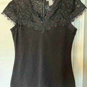 H&M Black Lace Trim Blouse